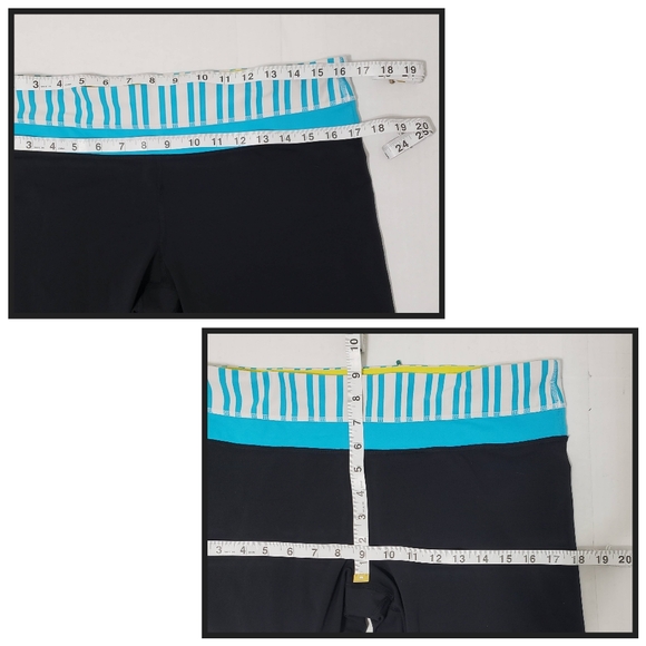 Lululemon Run: Women's Inspire Crop II Black Twin Stripe Spry Blue Spry Blue XL - Picture 4 of 9
